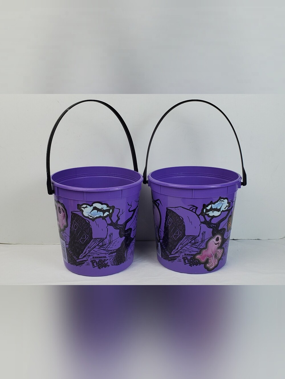 Blockbuster VTG Play Pak Halloween Trick or Treat Buckets Pails NO LIDS Set of 2